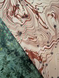 Image 5 of One of a kind hand marbled paper  - Hand Marbled with Inky splatters - Pink & Red