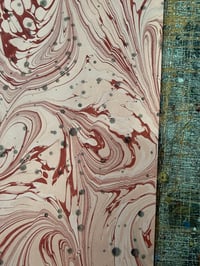 Image 6 of One of a kind hand marbled paper  - Hand Marbled with Inky splatters - Pink & Red
