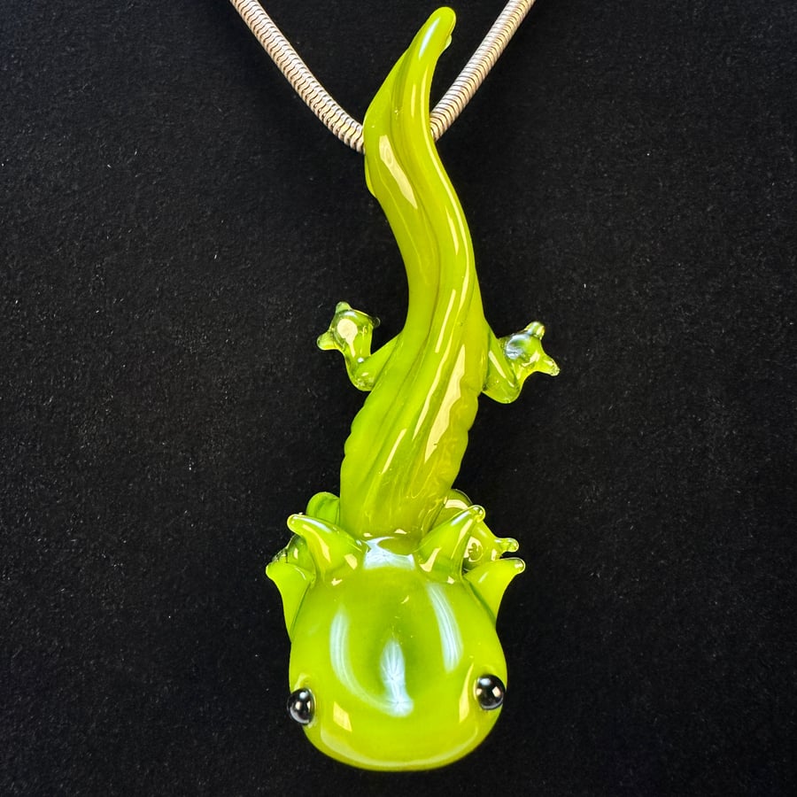 Image of Experimental Green Opal (Dense) Axolotl pendant 