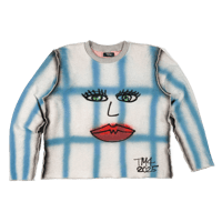 Image 1 of Airbrushed French Terry Sweater Blue