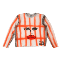 Image 1 of Airbrushed French Terry Sweater Orange