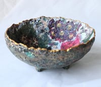 Image 7 of Handmade Floral Paper Mache Bowl | Eco Art Decor with Gold Rim | ArtMood