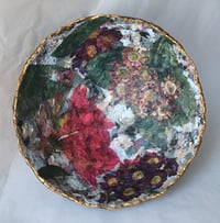 Image 1 of Handmade Floral Paper Mache Bowl | Eco Art Decor with Gold Rim | ArtMood