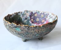Image 4 of Handmade Floral Paper Mache Bowl | Eco Art Decor with Gold Rim | ArtMood