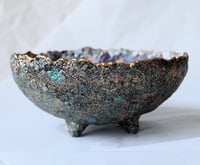 Image 3 of Handmade Floral Paper Mache Bowl | Eco Art Decor with Gold Rim | ArtMood