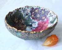Image 5 of Handmade Floral Paper Mache Bowl | Eco Art Decor with Gold Rim | ArtMood