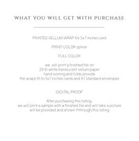 Image 2 of Custom order - Custom COLOR print vellum wrap for 5x7 card
