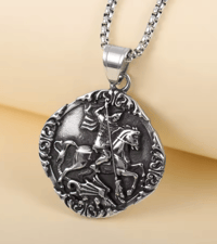 Image 4 of 👑The Armored Kingdom Saint George Dragon Slayer Necklace-Brotherhood-Detailed Engraving