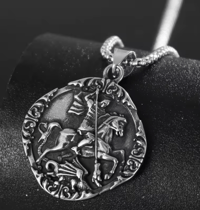 Image 6 of 👑The Armored Kingdom Saint George Dragon Slayer Necklace-Brotherhood-Detailed Engraving