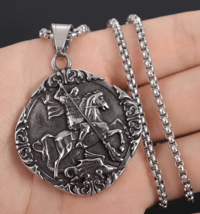 Image 7 of 👑The Armored Kingdom Saint George Dragon Slayer Necklace-Brotherhood-Detailed Engraving