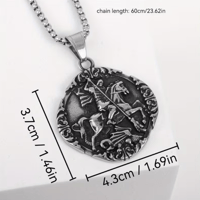 Image 8 of 👑The Armored Kingdom Saint George Dragon Slayer Necklace-Brotherhood-Detailed Engraving