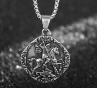 Image 10 of 👑The Armored Kingdom Saint George Dragon Slayer Necklace-Brotherhood-Detailed Engraving