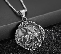Image 11 of 👑The Armored Kingdom Saint George Dragon Slayer Necklace-Brotherhood-Detailed Engraving