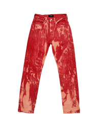 Image 1 of Bleach Dyed Denim Red