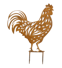 Rust Garden Stake Rooster