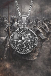 Image 1 of 👑The Armored Kingdom Saint George Dragon Slayer Necklace-Brotherhood-Detailed Engraving