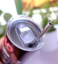 Image 2 of Handmade Stitch Hello 20oz Stainless Steel Tumbler, drink, cold, hot, purple, straw, lilo, cup