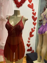 Image 1 of Wire free Burgundy Babydoll Set