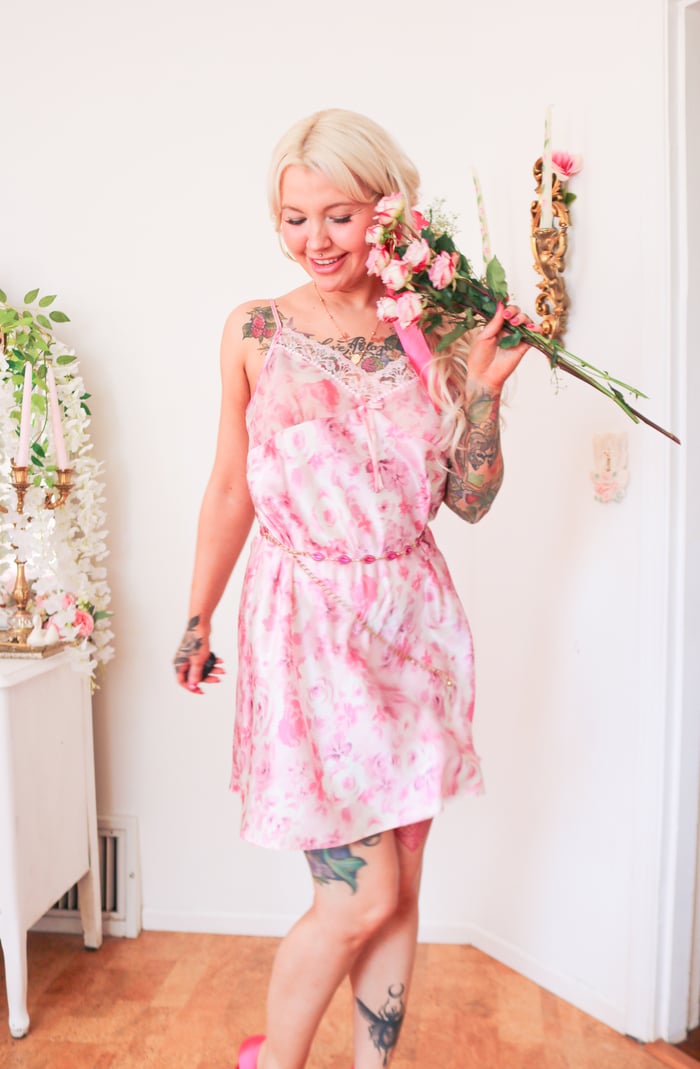 Morgan Taylor Romantic Rose Pastel Printed Nightgown (Large)