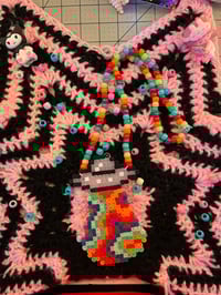 Image 1 of Rainbow UFO perler bead necklace 