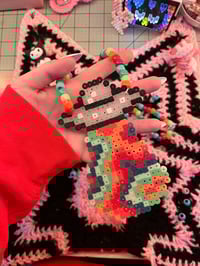 Image 2 of Rainbow UFO perler bead necklace 