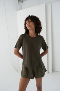 Image 2 of lilly pilly grace linen`top khaki