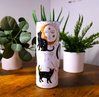 Image 1 of Handmade Mystical Black Cats 20oz Stainless Steel Tumbler, drinking, hot, cold, astrology, cup
