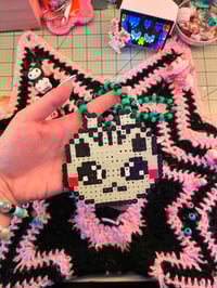 Image 2 of space kitty perler necklace 