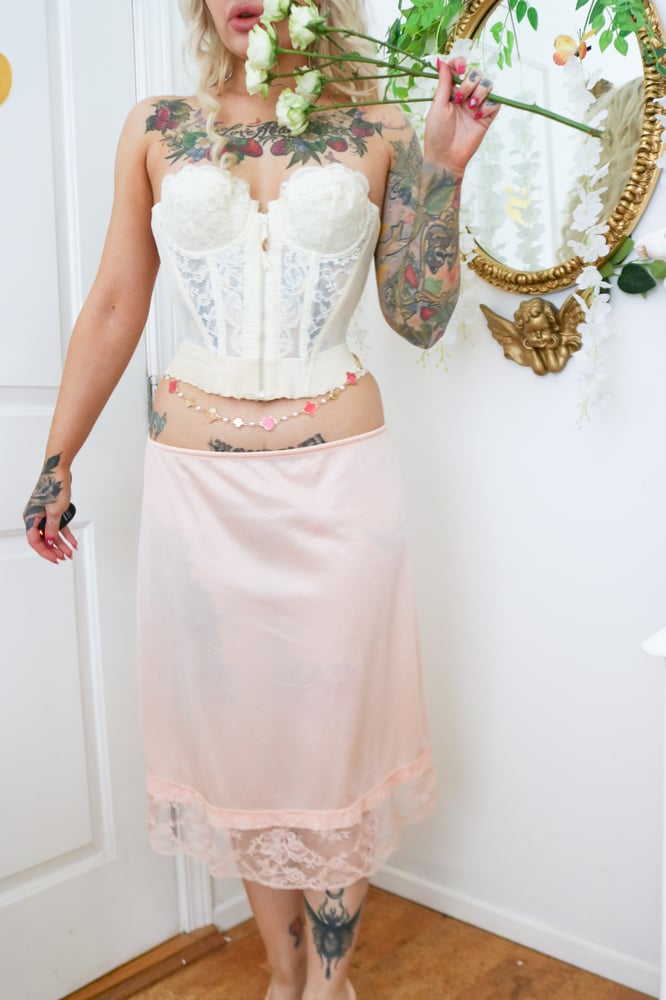 Image of Rare Vintage Designer Emilio Pucci for Formfit Rogers Peachy Pink Half Slip (Medium)