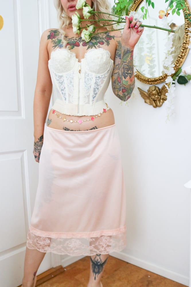 Image of Rare Vintage Designer Emilio Pucci for Formfit Rogers Peachy Pink Half Slip (Medium)