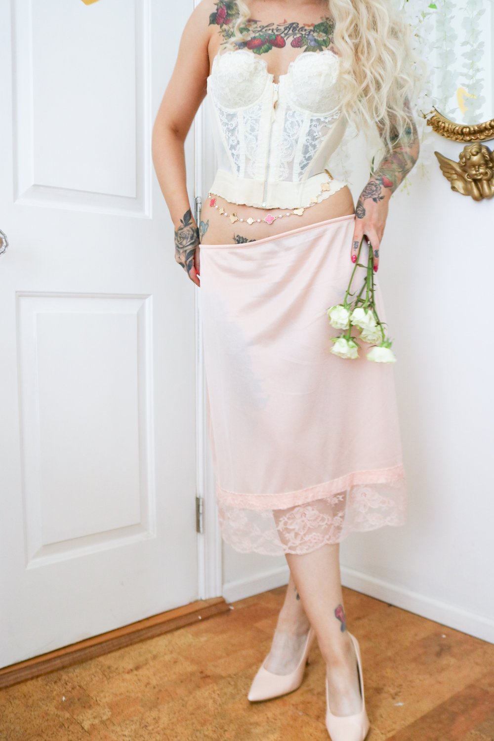 Rare Vintage Designer Emilio Pucci for Formfit Rogers Peachy Pink Half Slip (Medium)
