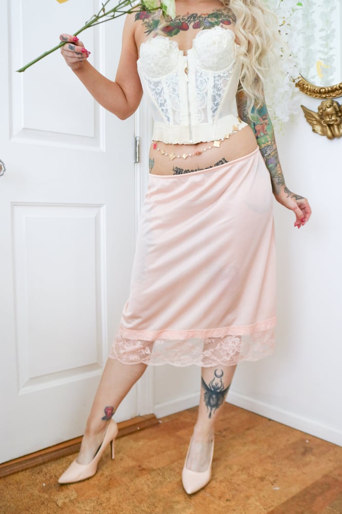 Image of Rare Vintage Designer Emilio Pucci for Formfit Rogers Peachy Pink Half Slip (Medium)