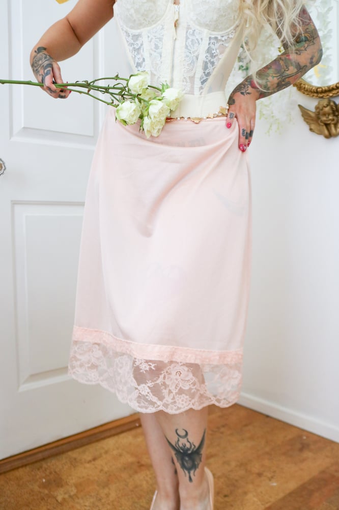 Image of Rare Vintage Designer Emilio Pucci for Formfit Rogers Peachy Pink Half Slip (Medium)