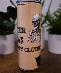 Image 2 of Handmade Murder Shows and Comfy Clothes 20oz Stainless Steel Tumbler, skeleton, rose, cup