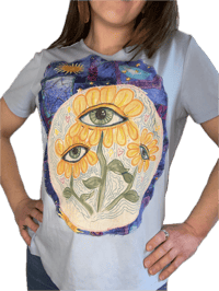 Image 4 of 3 Flower Eyes One of a kind Medium Tshirt