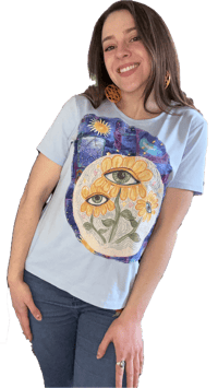 Image 3 of 3 Flower Eyes One of a kind Medium Tshirt