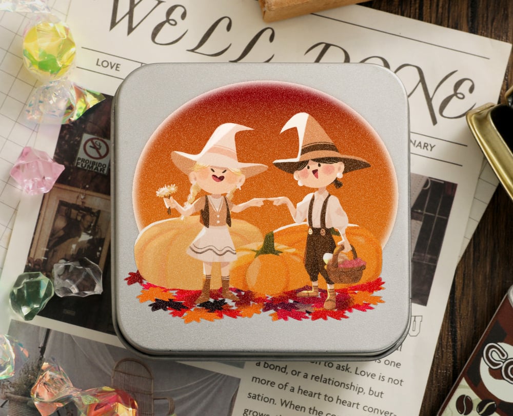 Image of Autumn Witch Friendship Box - Original Illustrated Mini Metal Tin