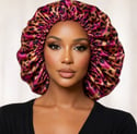 Leopard Floral Satin Print Reversible Bonnets