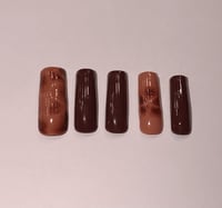Image 1 of RECTANGLE LONG TORTOISE SHELL 2000'S ACRYLIC NAILS
