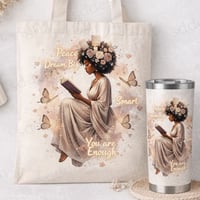 Image 1 of  Dream Big Inspirational Black Woman Reading PNG for Sublimation and Crafts (DIGITAL DOWNLOAD)