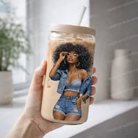 Image 4 of Afrocentric Denim Fashion Woman Clipart Set for Sublimation and Crafts (DIGITAL DOWNLOAD)