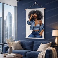 Image 3 of Afrocentric Denim Fashion Woman Clipart Set for Sublimation and Crafts (DIGITAL DOWNLOAD)
