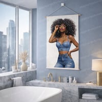 Image 2 of Afrocentric Denim Fashion Woman Clipart Set for Sublimation and Crafts (DIGITAL DOWNLOAD)