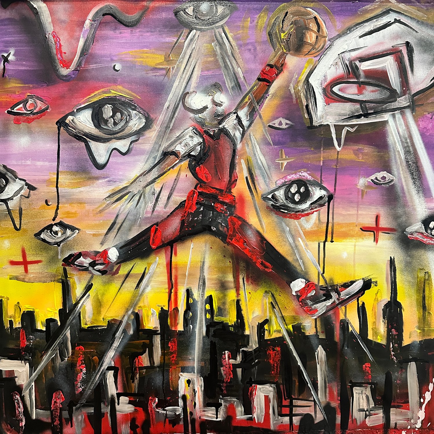 AIR-GOD IMMORTAL- MIXED MEDIA on CANVAS - 30 x 30in Original Work