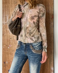 Image 1 of ZIP UP MESH FLORAL TOP