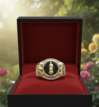 Image 1 of Black stone religious ring