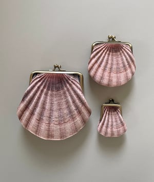 Image of Seashell purses, set of three, velvet and silk pouches