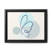Image 1 of Framed Butterfly Line Art Matte Canvas — Minimal Blue Abstract Wall Art