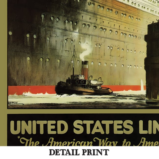 United States Lines - The American Way To America | R. S. Pike | 1925 | Vintage Travel Poster