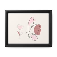 Image 1 of Framed Minimalist Pink Butterfly Canvas Art